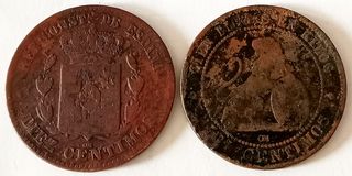 Lote dos monedas españolas 10 Cts 1870/1879 