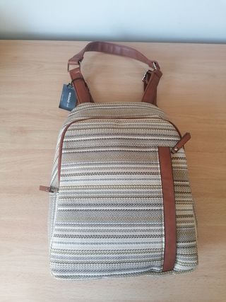 Bolso bandolera beige y marrón