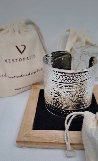Bracciale rigido argentato regolabile Vestopazzo 