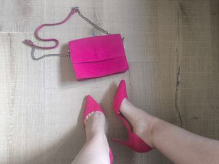 Tacones rosa talla 37 & bolso piel de melocotón
