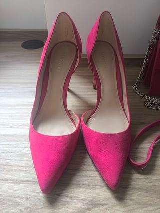 Tacones rosa talla 37 & bolso piel de melocotón