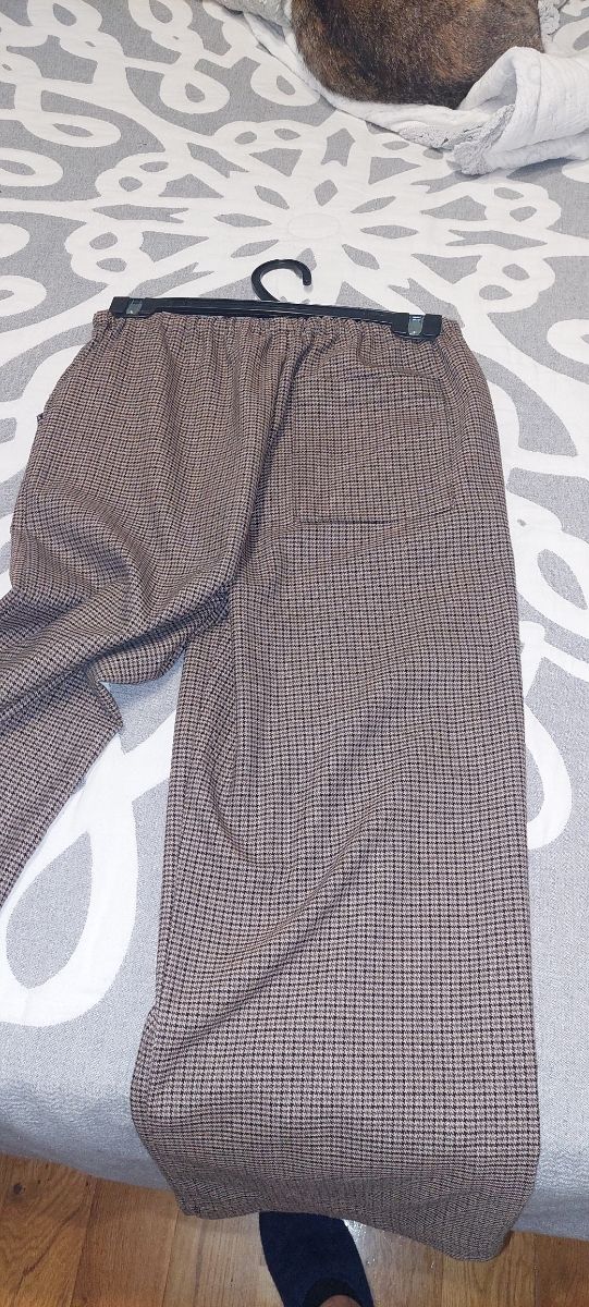 Pantalón niña cuadros marrón cintura elastica .Nue