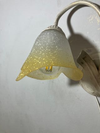 Lampada parete 1 luce avorio metallo/vetro