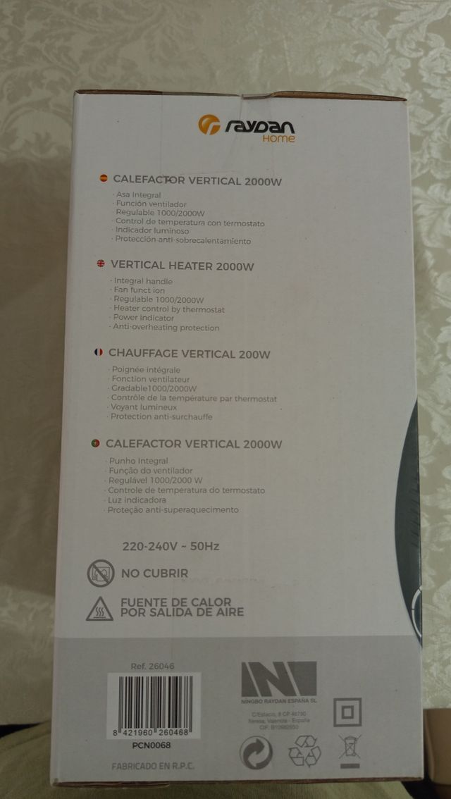 Calefactor Raydan 2000W - ⏸️