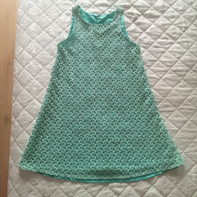 Vestido crochet turquesa mujer