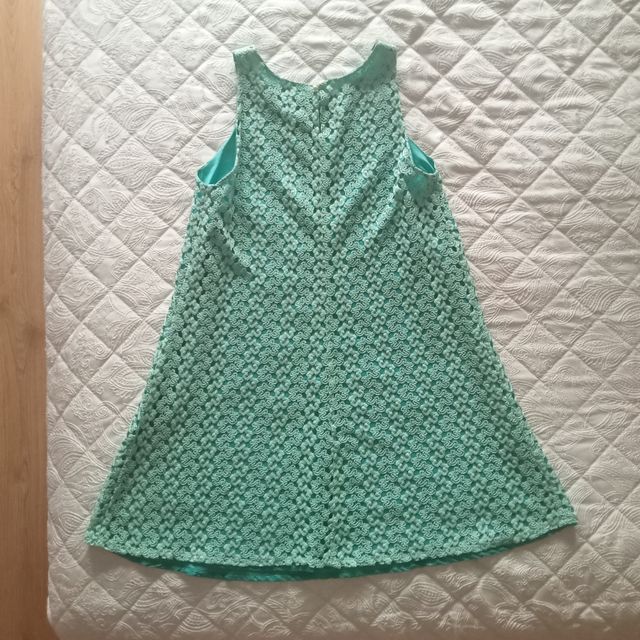 Vestido crochet turquesa mujer