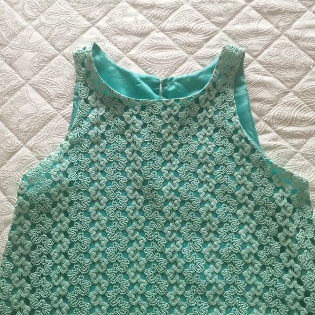 Vestido crochet turquesa mujer