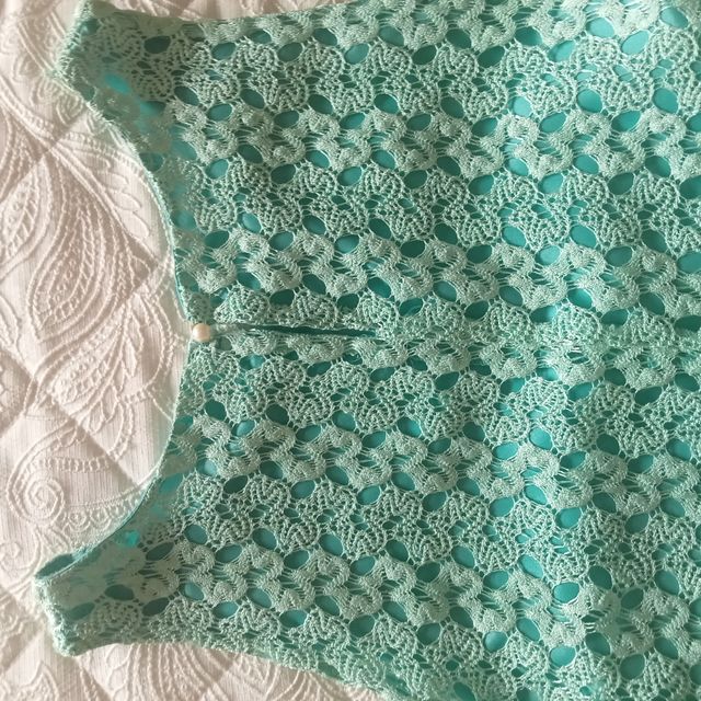 Vestido crochet turquesa mujer