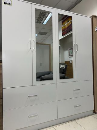 Armario blanco 4 puertas 4 cajones