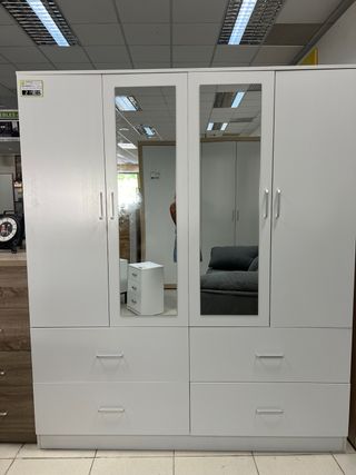 Armario blanco 4 puertas 4 cajones