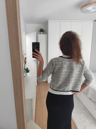 Chaqueta tweed gris-negro