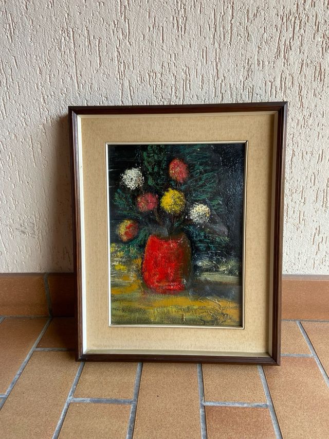 Quadro olio fiori vintage