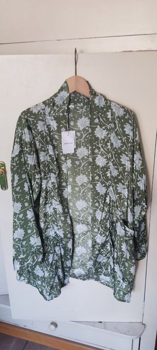 Kimono Natura seda verde oliva