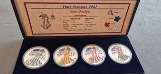Estuche 4 onzas  Plata Libertad USA 2001
Edición