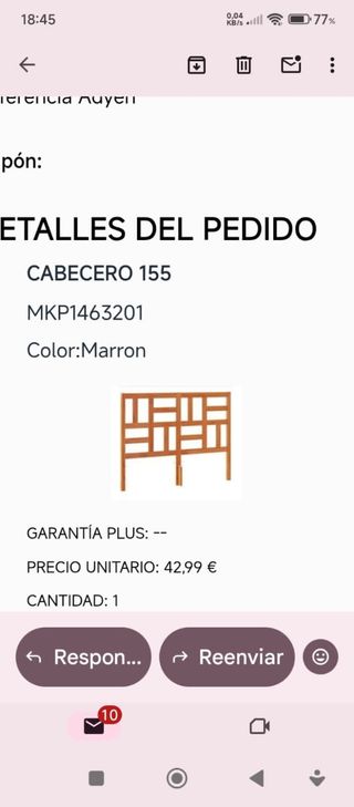 Cabecero cama 155cm marrón