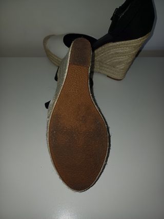 Sandalias esparto negras y blancas - 37