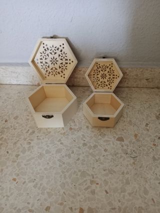 Cajas Decorativas Hexagonales de Madera