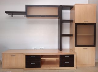 Mueble TV salón - madera, cristal