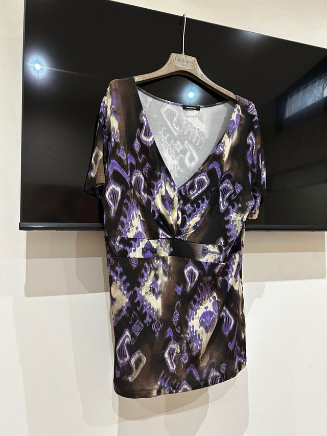 Maglia donna - Scollo a V - Marrone Viola