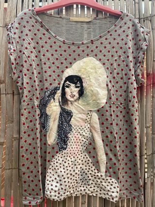 Camiseta lunares roja y gris print DOLORES 