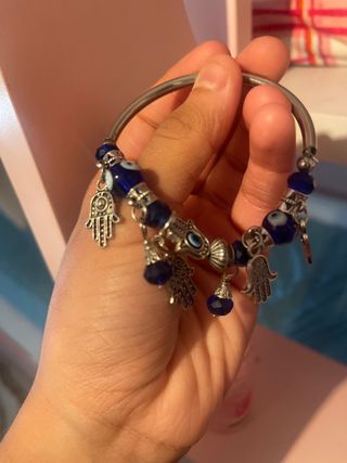 Pulsera ojo turco plata azul