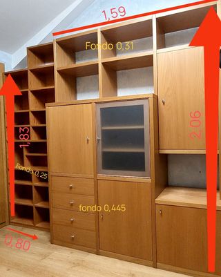 Librería Mueble modular madera salón, habitación 
