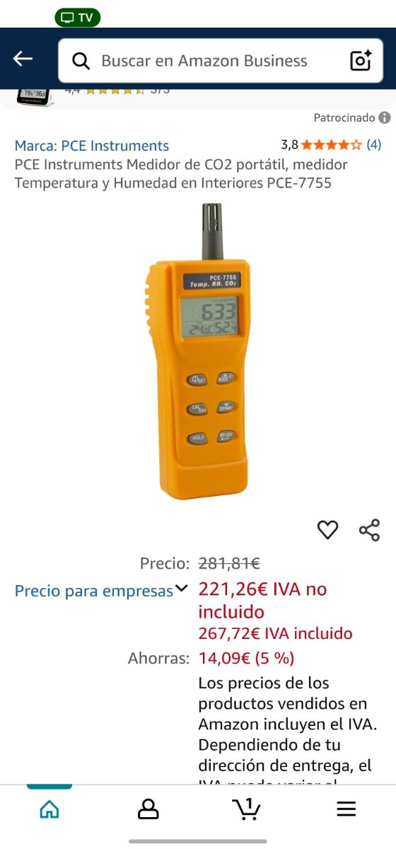 Medidor CO2 PCE-7755 Portátil