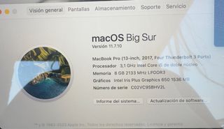 MacBook Pro 13" 2017 Gris Plata