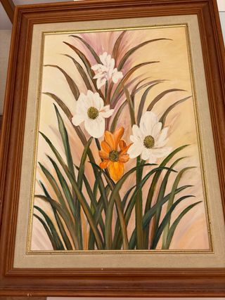 Pintura al óleo flores 53x69cm