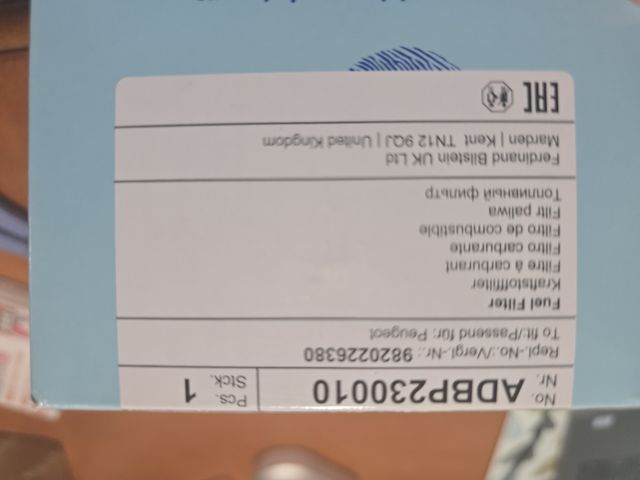 Filtro gasoil Peugeot ADBP230010