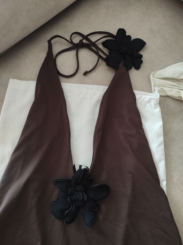 Bañador Zara marrón - flores