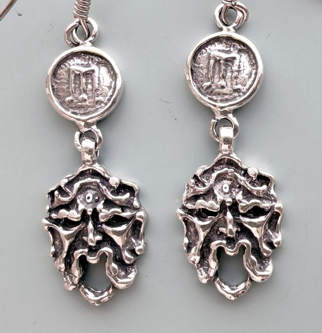 Orecchini Argento925 Monete e Maschera Apotropaica