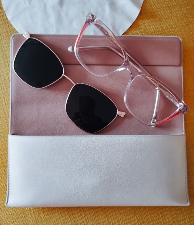 Gafas Monsine con clip de sol rosa