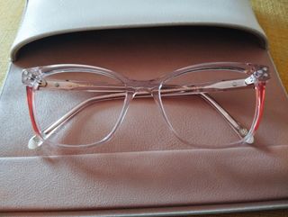 Gafas Monsine con clip de sol rosa