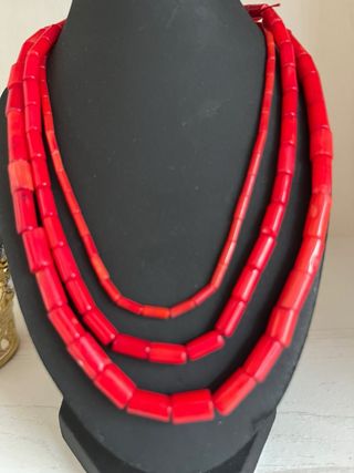 Collar de Coral Rojo - 2x6mm - 5x 7mm- 6x9m