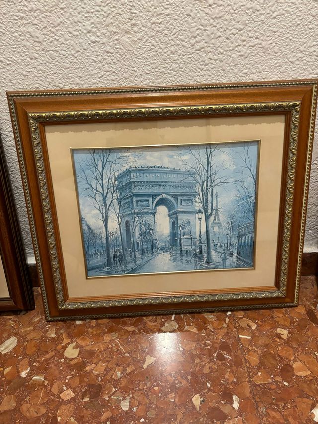 Cuadro París: Arco Triunfo y Torre Eiffel