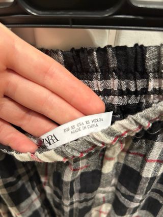 Falda larga cuadros Zara