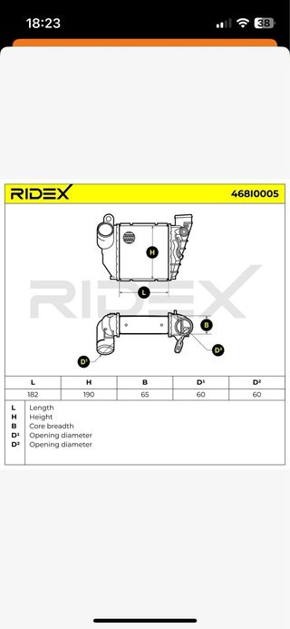 Intercooler Audi A3 8l 1.9 TDI