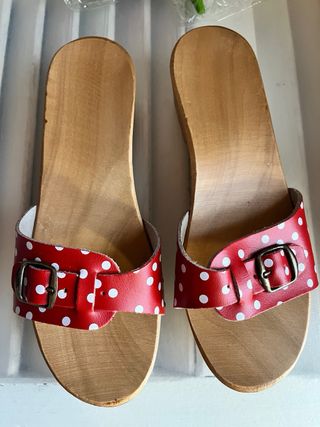 Sandalias de madera y piel 35 36 37