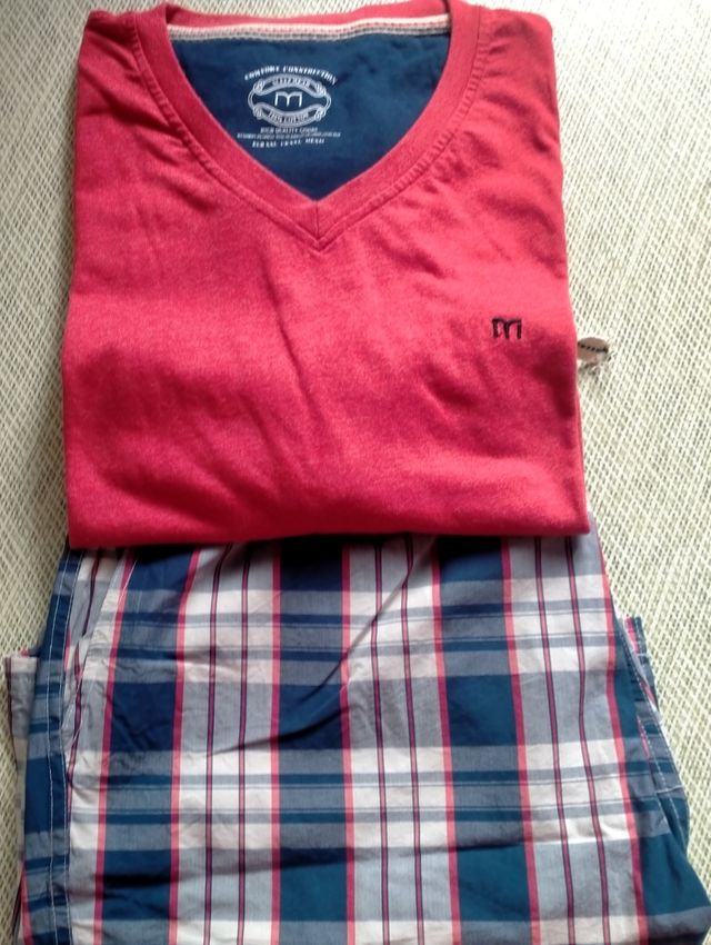 Pijama Milano Hombre - Rojo y Azul - XXL