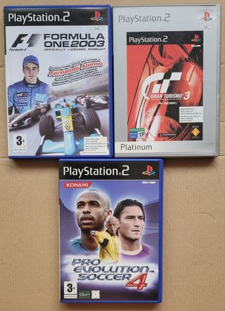 3 Juegos PS2: Gran Turismo 3, F1 2003, Pro Evo 4