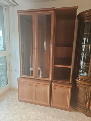 Mueble vitrina madera - 2 piezas