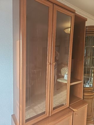 Mueble vitrina madera - 2 piezas