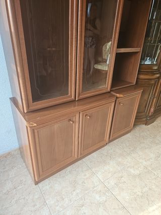 Mueble vitrina madera - 2 piezas