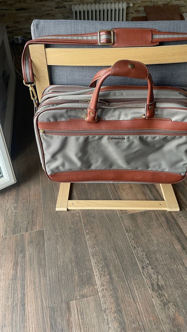 Samsonite - Maleta de viaje beige y marrón