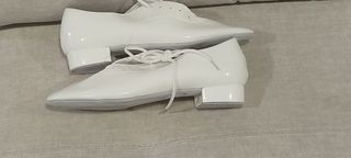 Zapatillas baile salón blancas tipo charol