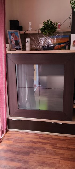 Mueble TV salón - madera, cristal
