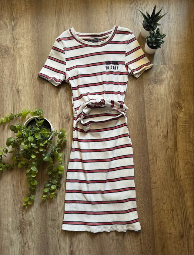 Vestido blanco con rayas XS