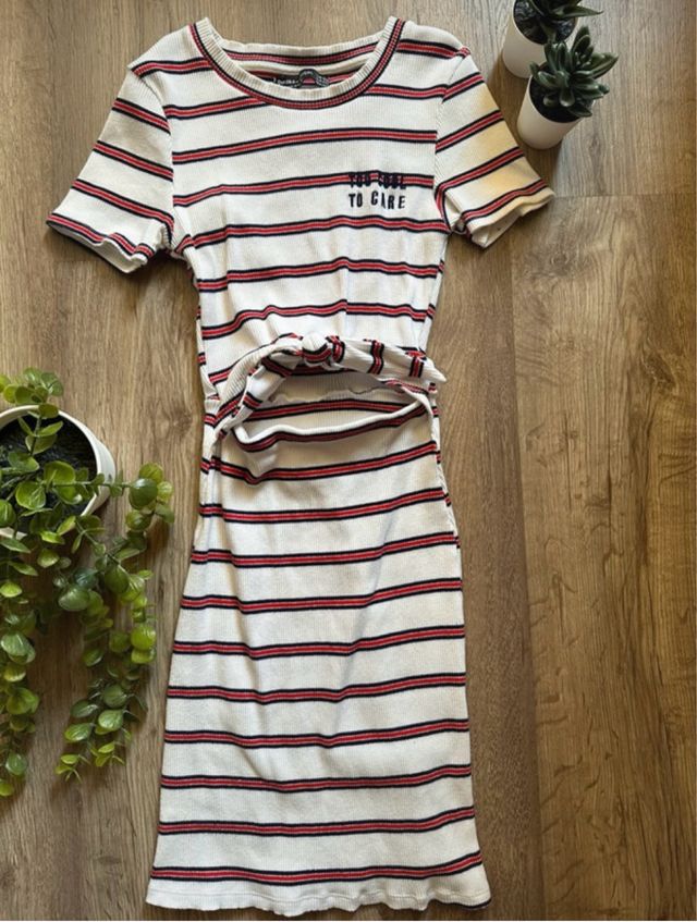 Vestido blanco con rayas XS