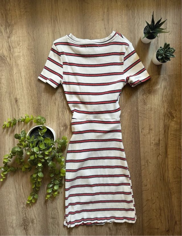 Vestido blanco con rayas XS